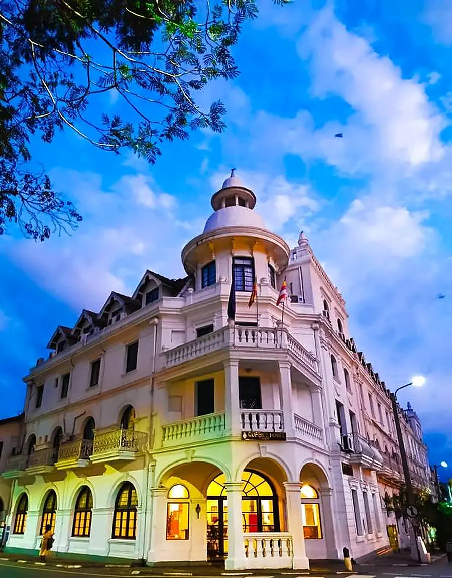 Colonial architecture in Kandy town at dusk